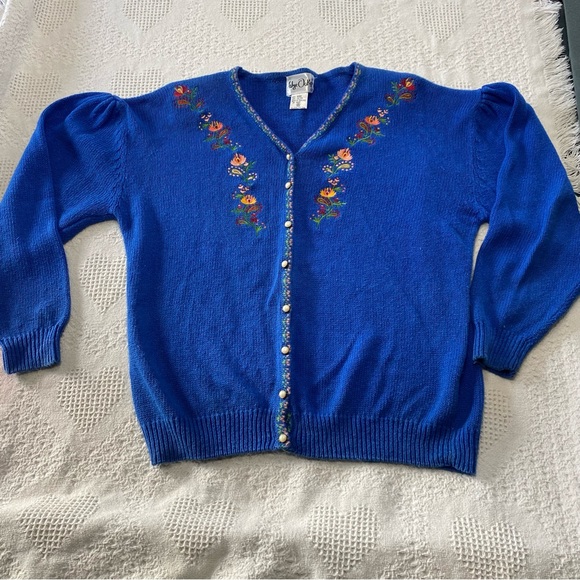 Vintage 80s Wye Oaks Cardigan (24W) - Picture 1 of 7